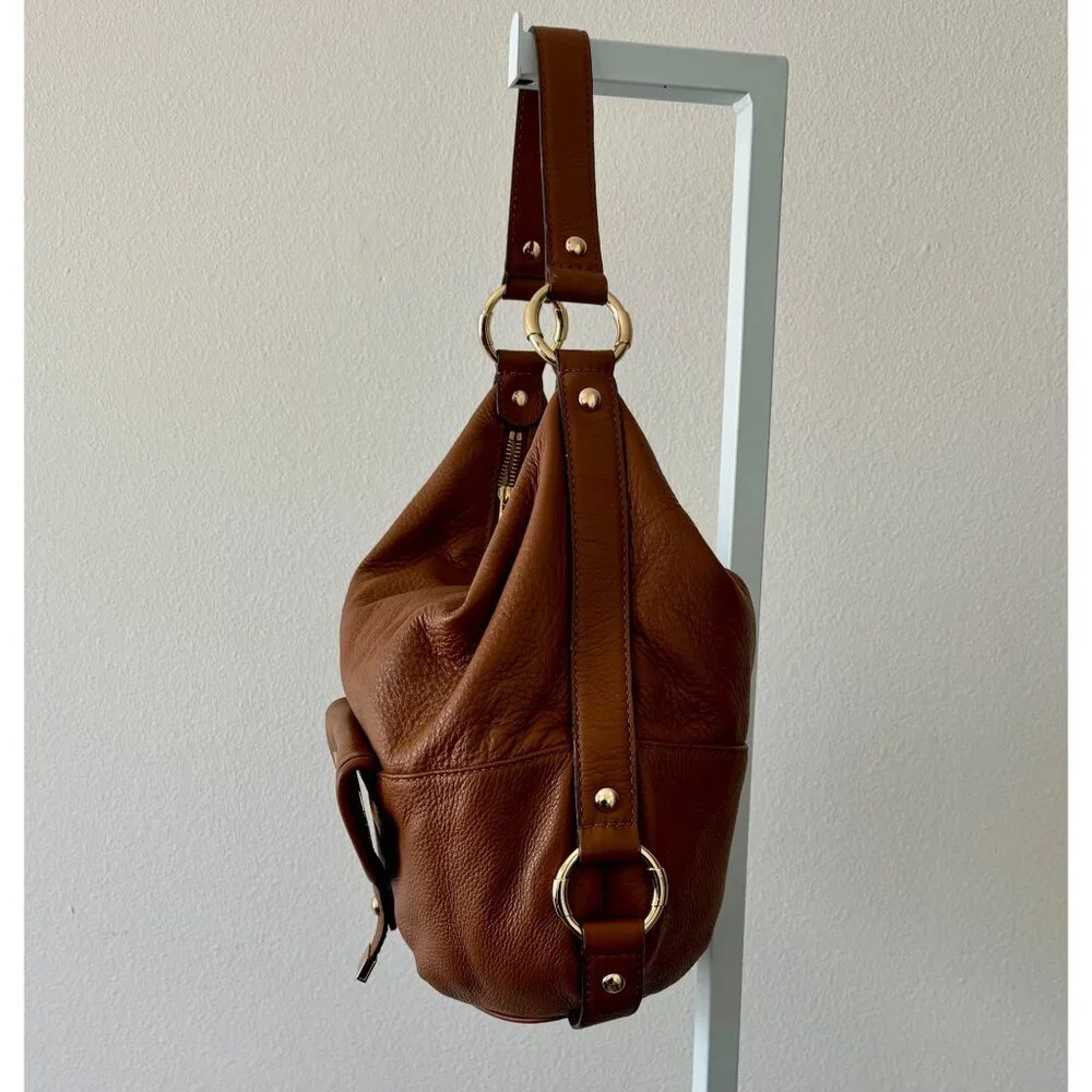 Michael Kors Pebbled Leather Bag Fulton Hobo Slouchy Boho Luxe Quiet Luxury - Picture 9 of 16